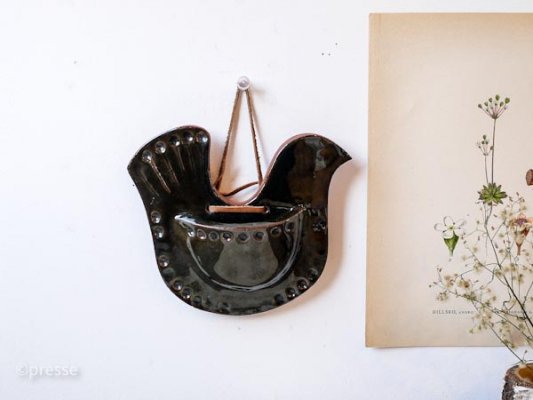 スウェーデン陶器の鳥の壁掛け 小物入れ - presse 北欧、バルトの雑貨 
