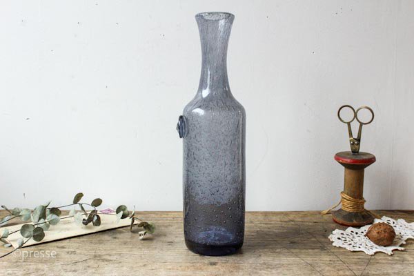 ERIK HOGLUND ガラスの花瓶 一輪挿し ブルーグレー バブル模様 ワン 