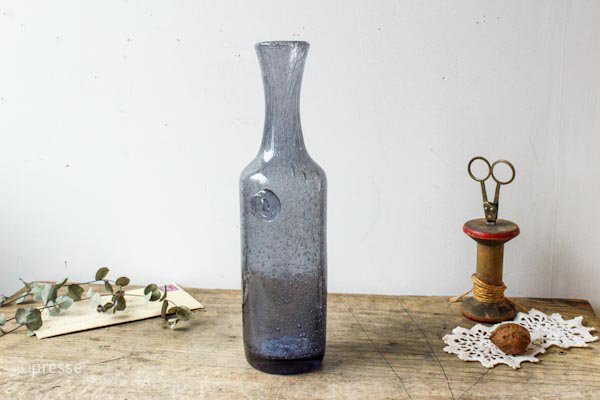 ERIK HOGLUND ガラスの花瓶 一輪挿し ブルーグレー バブル模様 ワン