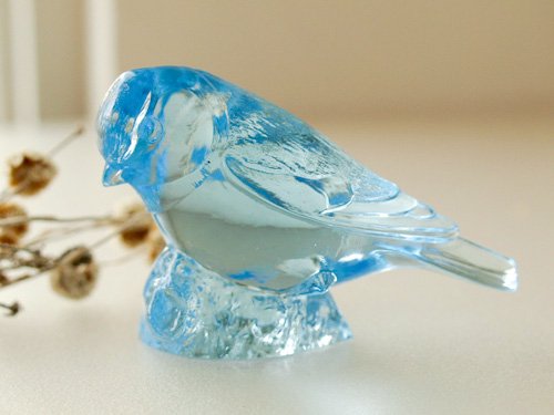 スウェーデンKosta Boda小鳥のガラスオブジェ(ブルー) - presse 北欧