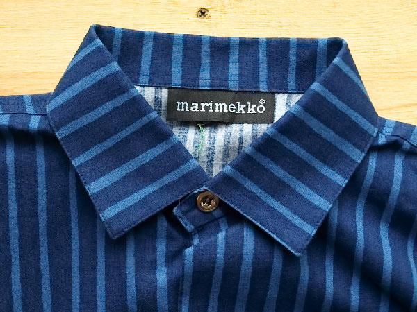 Marimekko Jokapoikaシャツネイビー×ブルー（メンズ37