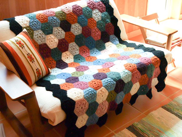 毛糸ブランケット 手編み - おくるみ/ブランケット