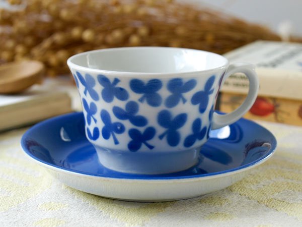 ARABIAステンシルコーヒーカップクローバー柄 ブルー - presse 北欧 