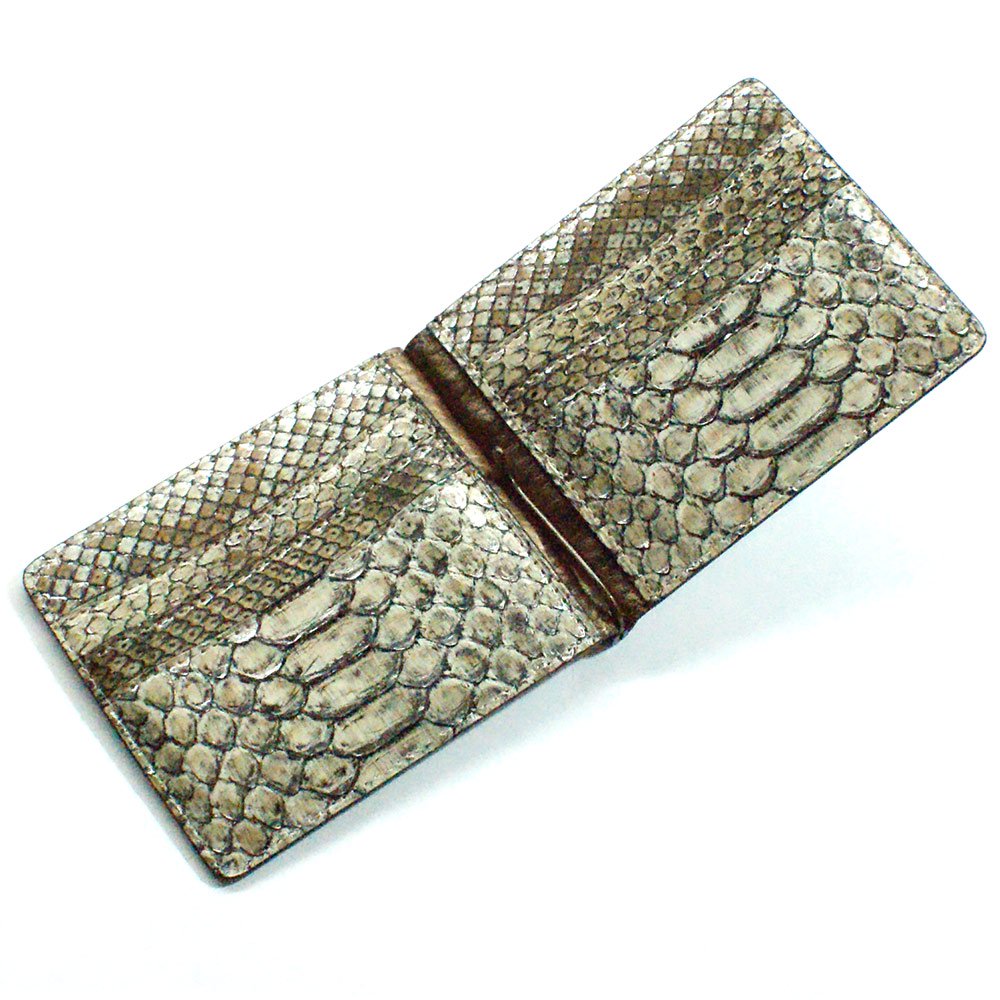 マネークリップ 財布 本革 薄型 カード収納 蛇革 パイソン革 ヘビ革 