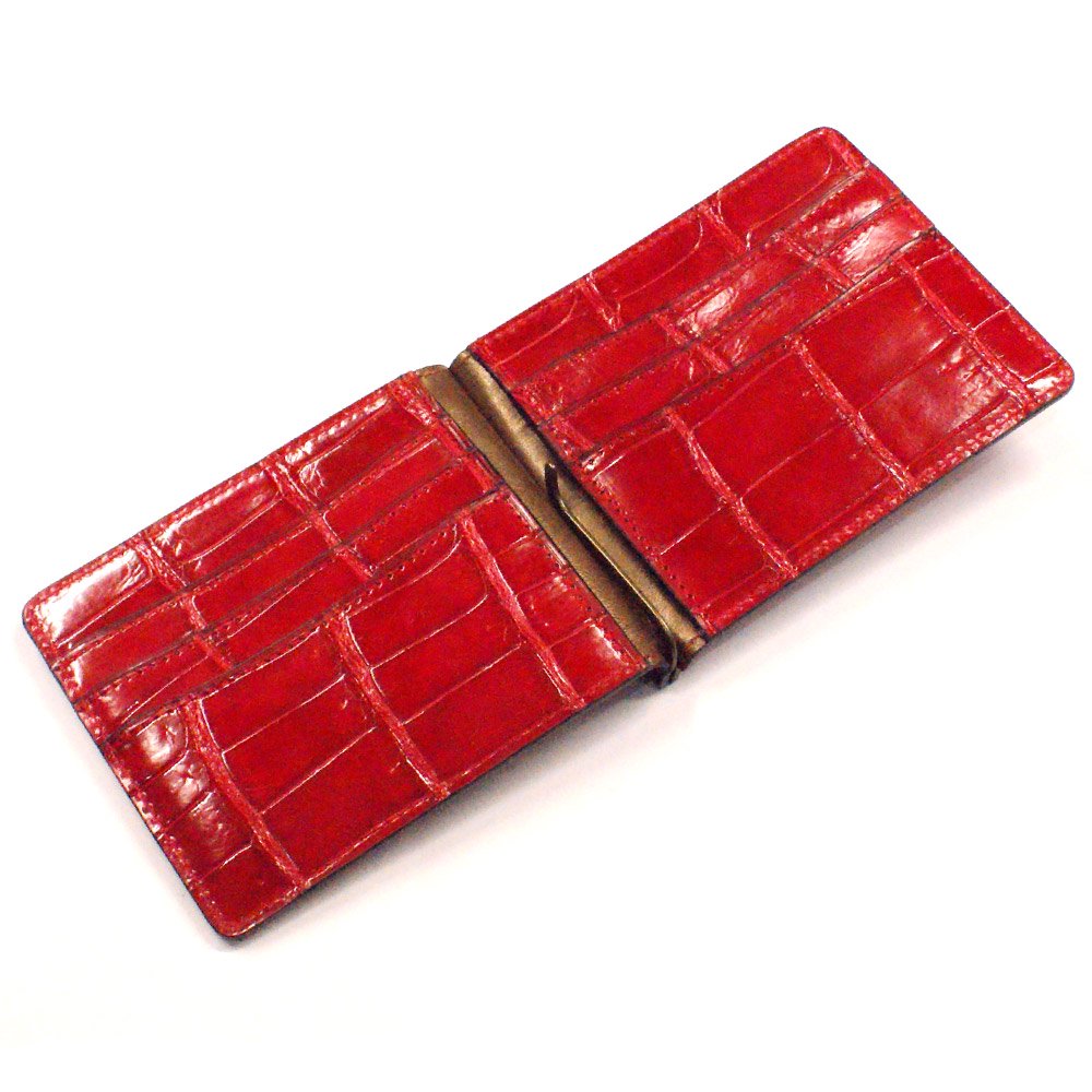 クロコ  マネークリップ  財布  カードケース  赤  レッド  redクロコ