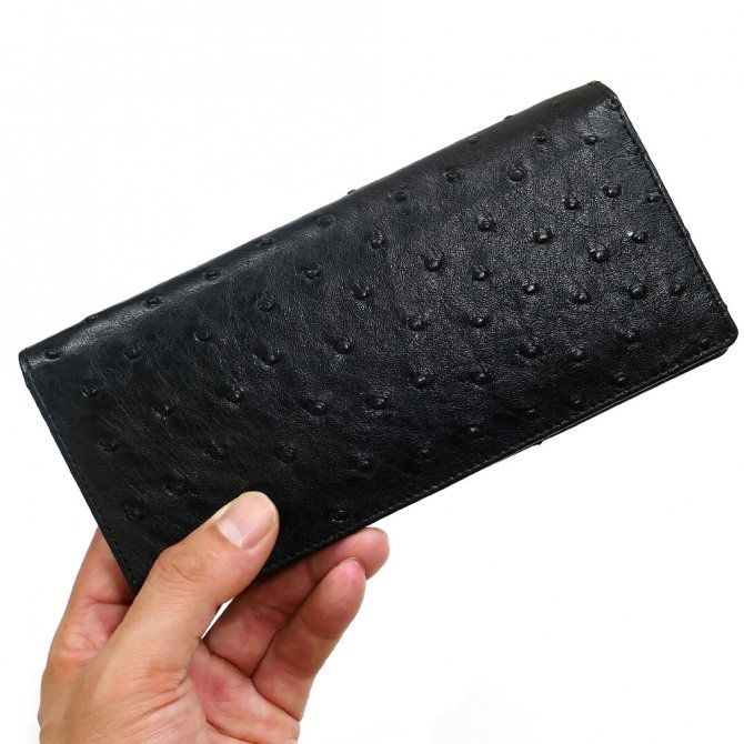 オーストリッチ長財布[無双仕様]　：ブラック