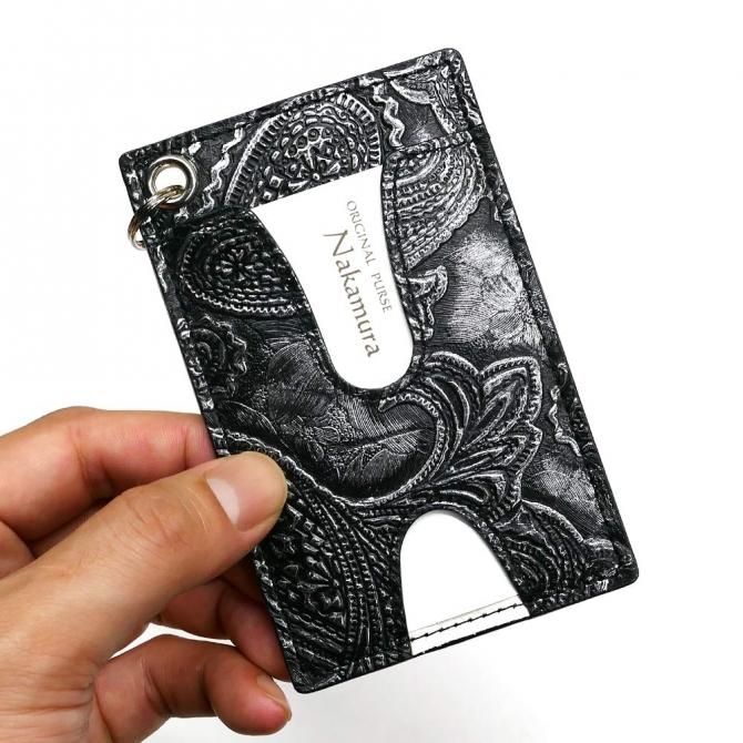 蛇 ヘビ パイソン革 IDケース カードケース 定期入れ チェーン付