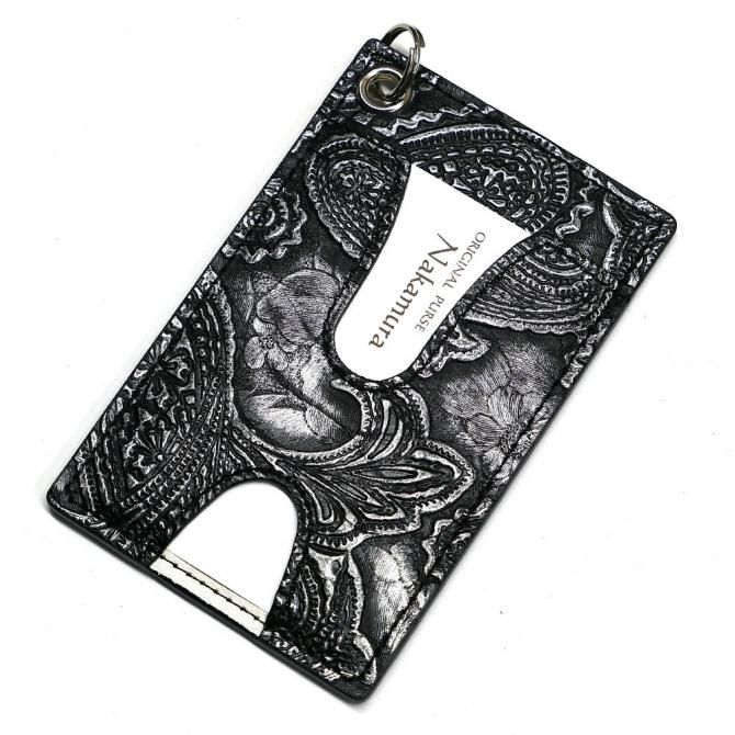 蛇 ヘビ パイソン革 IDケース カードケース 定期入れ チェーン付