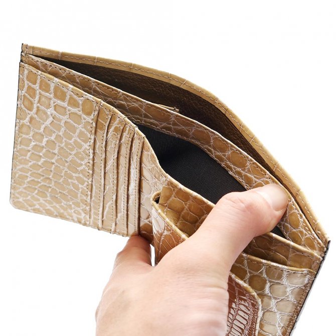 クロコダイル革 本革 二つ折り財布 財布 メンズ レディース ボックス型小銭入れ付 グレージング ベージュ