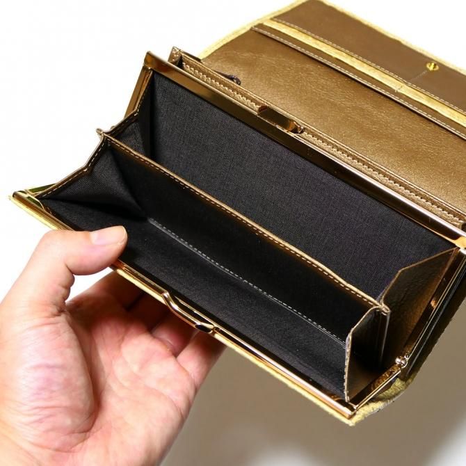 がま口 長財布 がま口財布 かぶせ型 パイソン革 ヘビ革