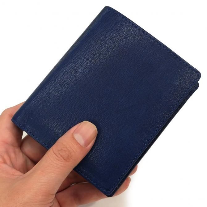 財布 二つ折り財布 ボックス型小銭入れ 本革 ヤギ革 山羊革 ゴートレザー キッド インディゴ 全2色 ブルー ライトブルー 財布 二つ折り財布 ボックス型小銭入れ 本革 ヤギ革 山羊革 ゴートレザー キッド インディゴ 全2色 ブルー ライトブルー