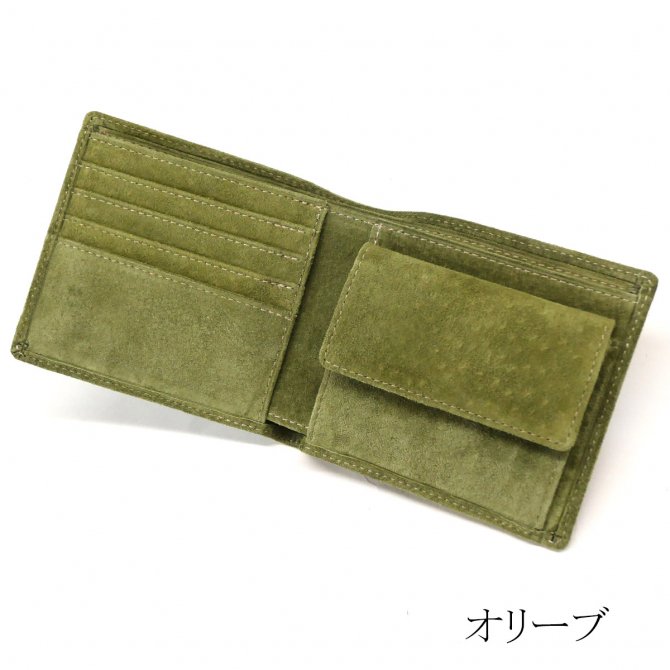 財布 二つ折り財布 小銭入れあり 本革 豚革 ブタ革 PIG LEATHER