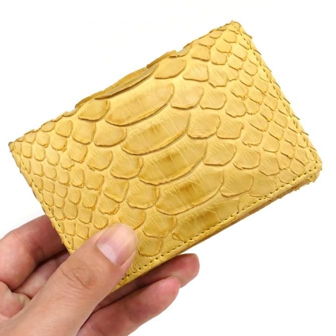 名刺入れ 名刺ケース 通しマチ型 パイソン革 ヘビ革 蛇革