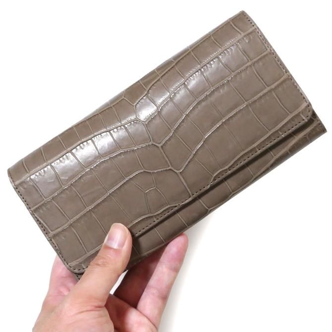 がま口 長財布 かぶせ型 がま口財布 ガマ口 財布 本革 ワニ革