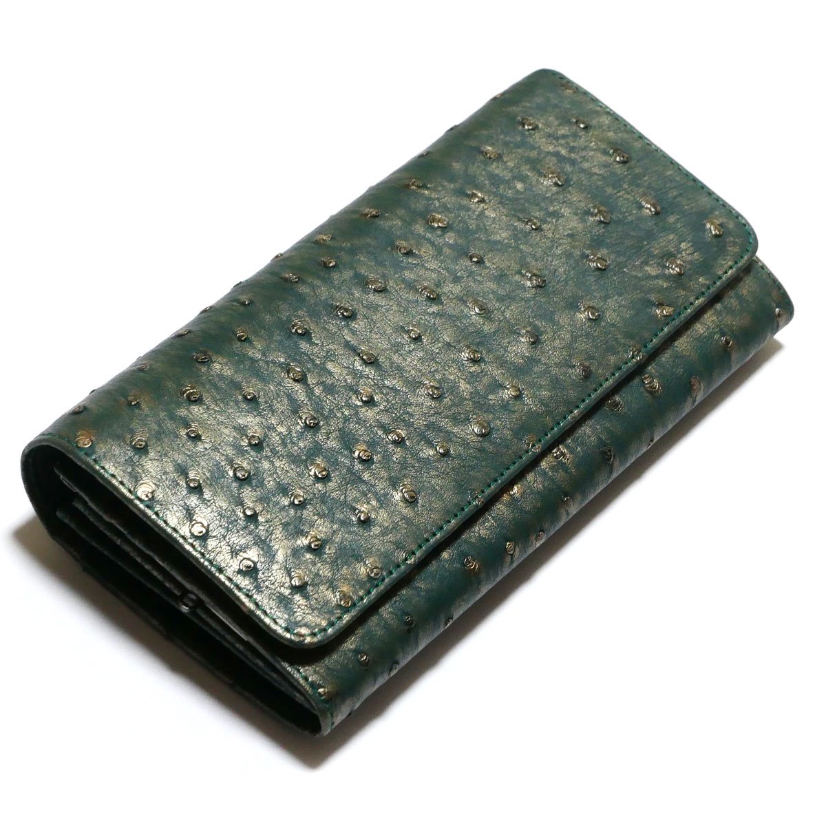 がま口 長財布 かぶせ型 がま口財布 ガマ口 財布 本革 駝鳥革