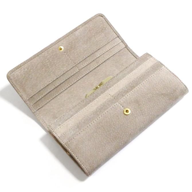 がま口 長財布 かぶせ型 / 本革 豚革 ピッグレザー スェード