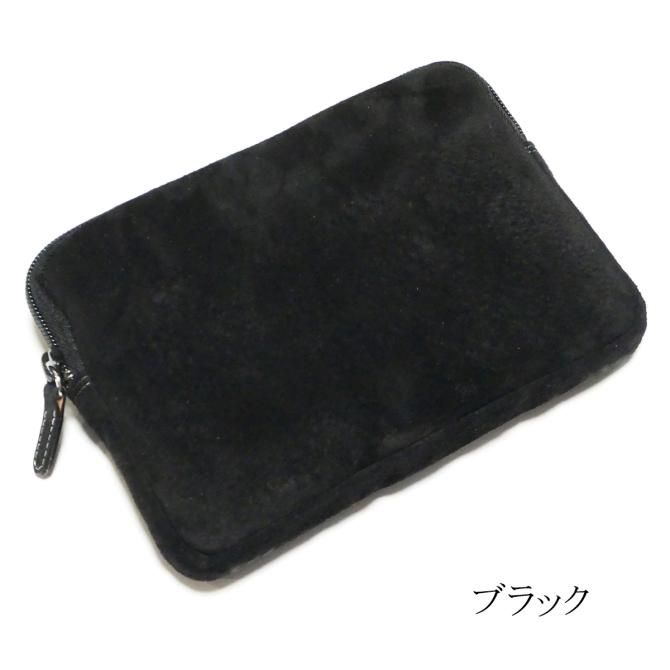ポーチ 通しマチ | Mサイズ 本革 豚革 ピックレザー スエード
