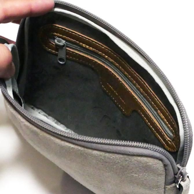 ポーチ 通しマチ | Mサイズ 本革 豚革 ピックレザー スエード