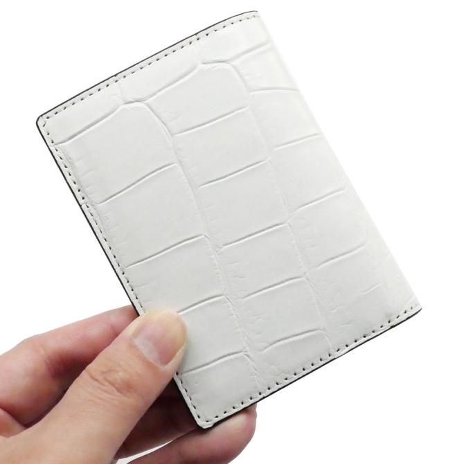 本物のワニ革パスポートカバーヒマラヤンホワイト ヒマラヤクロコダイル】ホワイト クロコダイル クロコ 財布