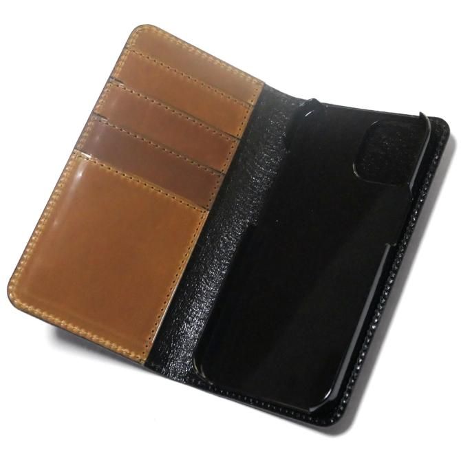 【匿名配送】CONTEMPORANEA・パンデイロ・27cm・ハードケース付 コードバン手帳型ケース|iPhone対応 - パイソン財布 蛇革財布