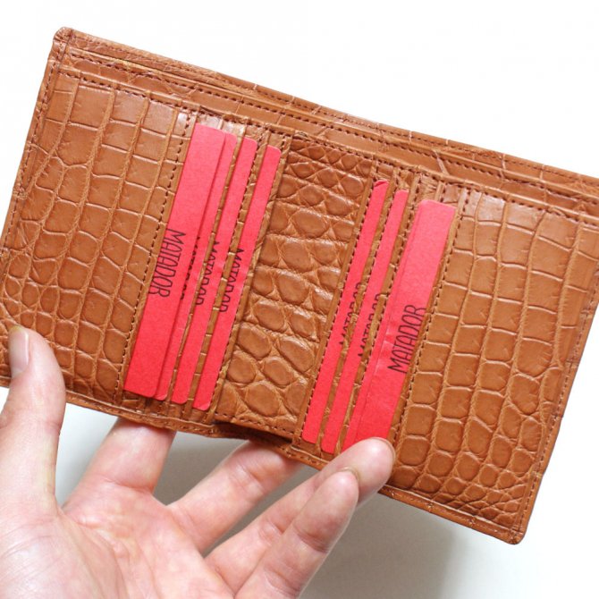二つ折り財布|クロコダイル革|ブラウン - パイソン クロコダイル 