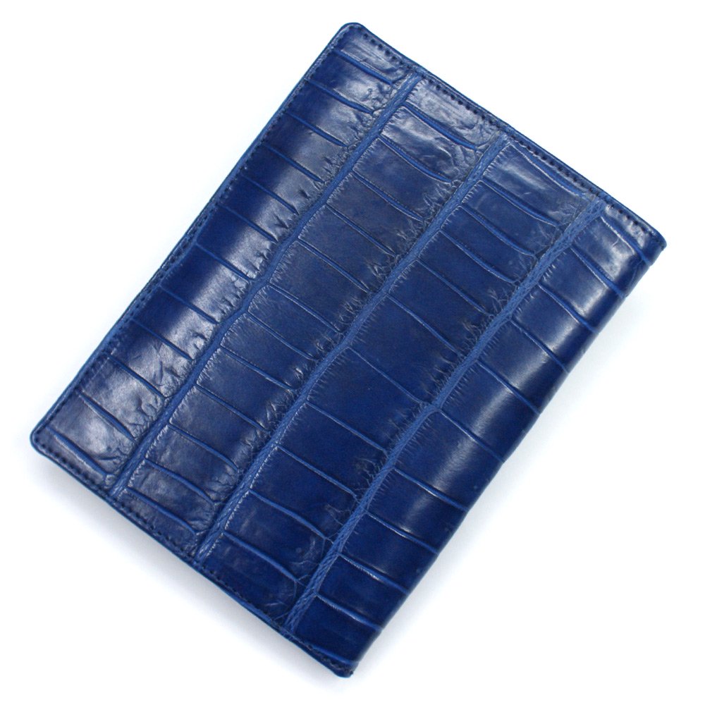 カード入れ カードホルダー カードケース 薄型 大容量 パスポートサイズ クロコダイル革 藍染