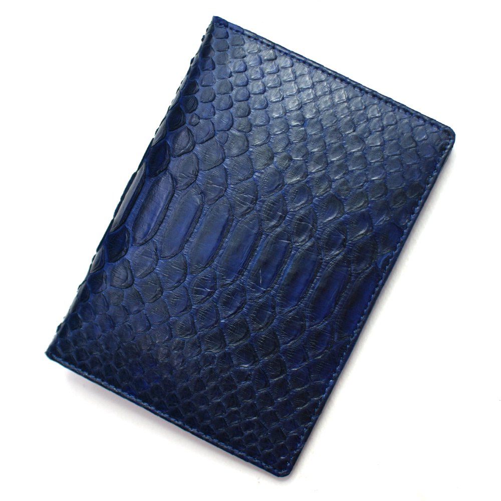 蛇革 二つ折り カード入れ L.size 藍染 本革 レザー カードケース