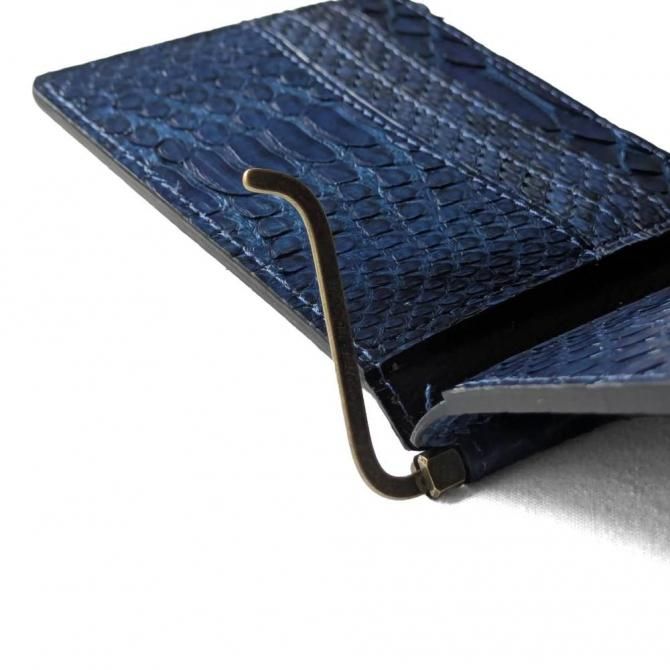 メメる。本革クロコダイルレザー　 マネークリップ 　ブルー メメる。本革クロコダイルレザー マネークリップ ブルー メメる