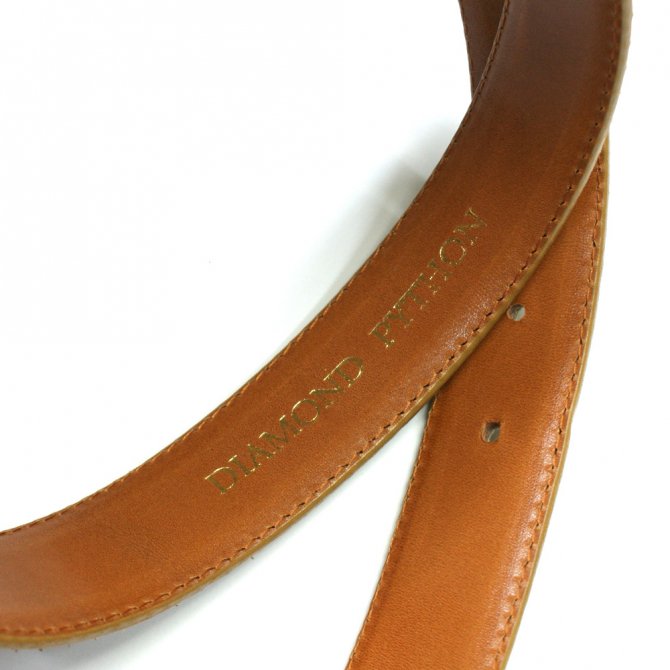 ヘビ革 蛇革ベルト（レザー）（パイソン）　3㎝幅　柄　ブロンズ・ベージュ