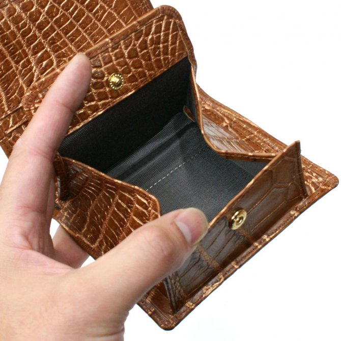 横11cm定価85000円 クロコダイル ワニコレクション 茶色 財布 小銭入れ