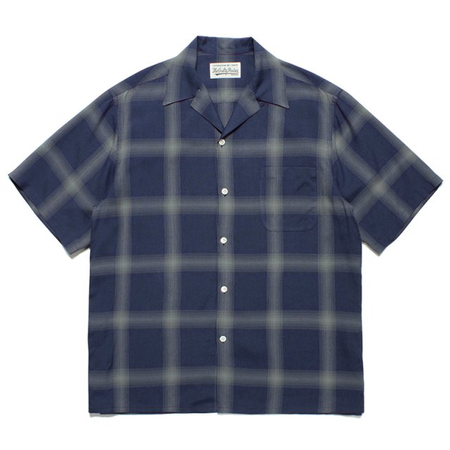 WACKOMARIA OMBRE CHECK OPEN COLLAR SHIRT S/S(TYPE-1)BROWN