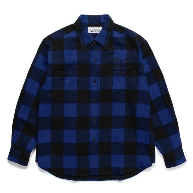 トップス WACKOMARIA 24SS BLOCKCHECK FLANNEL SHIRT WACKO MARIA/BLOCK CHECK FLANNEL SHIRT（L-PURPLE）［ブロック