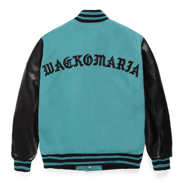 WACKOMARIA LEATHER VARSITY JACKET -B- (TYPE-2) EMERALD - WACKOMARIA