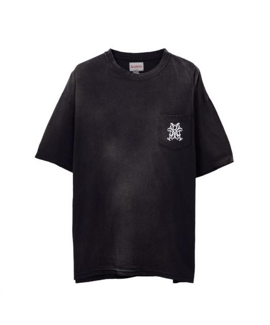 【国内買付】KMY ROSE Distressed Pocket Tee カミヤ Tシャツ セール】KAMIYA KMY-ROSE Distressed Pocket Tee(BLACK) ローズ