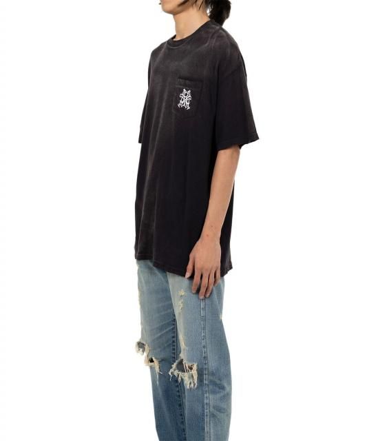 最終セール】KAMIYA KMY-ROSE Distressed Pocket Tee(BLACK