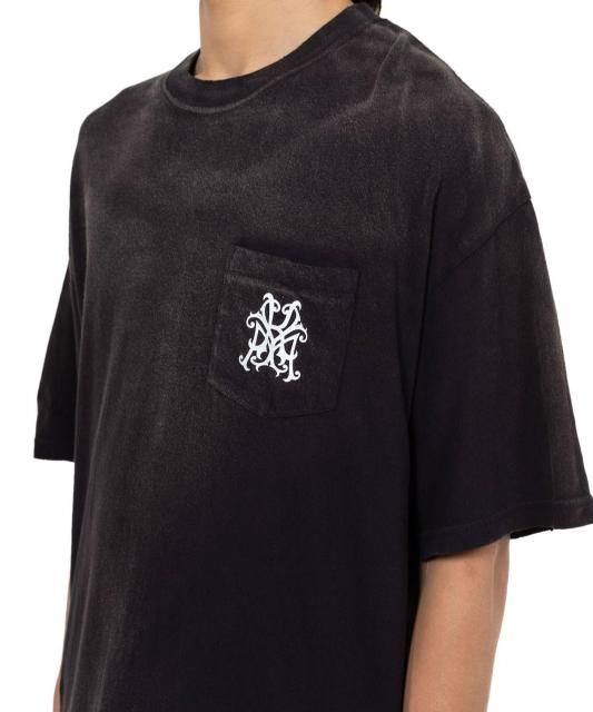 最終セール】KAMIYA KMY-ROSE Distressed Pocket Tee(BLACK