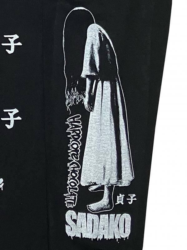 貞子/ロングスリーブTシャツ（呪いブラック） - ホラーに