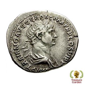 古代ローマコイン 113-114年頃 デナリウス銀貨 トラヤヌス帝] マルス神 
