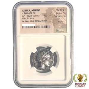 古代ギリシャコイン BC440-404年 テトラドラクマ銀貨 アッティカ 女神 