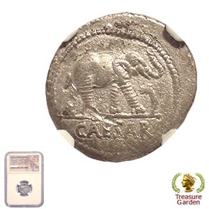 古代ローマコイン BC49-48 デナリウス銀貨 ユリウス・カエサル] 象