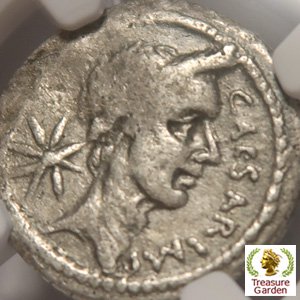 古代ローマコイン BC44 デナリウス銀貨 ユリウス・カエサル] 肖像 【NGC鑑定 F】 no.9 (シーザー 共和制 共和政ローマ) -  アンティークコイン・宝石のトレジャーガーデン