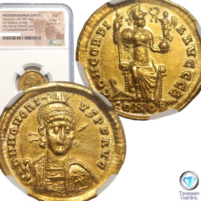 古代ローマコイン(西ローマ帝国) 393-423年 ソリダス金貨 ホノリウス帝