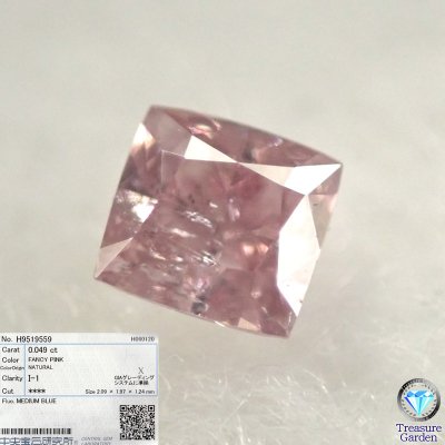 [ピンクダイヤモンド Fancy Pink 0.049ct I1] 【中央宝石研究所ソーティング】 四角 スクエアカット -  アンティークコイン・宝石のトレジャーガーデン