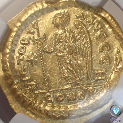 古代ビザンチン帝国 491-518年 ソリダス金貨 アナスタシウス1世] 【NGC