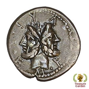 古代ローマコイン BC121年頃 デナリウス銀貨 M. Furius] ヤヌス神