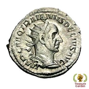 [古代ローマコイン 249-251年頃 アントニニアヌス銀貨 トラヤヌス・デキウス帝] アバンダンティア神 - トレジャーガーデン