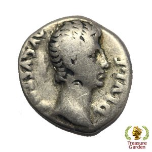 古代ローマコイン BC15-13年頃 デナリウス銀貨 アウグストゥス帝] 初代