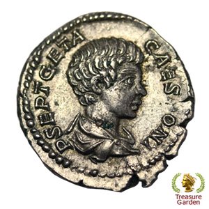 古代ローマコイン ゲタ帝 デナリウス銀貨/トロフィー 古代コイン