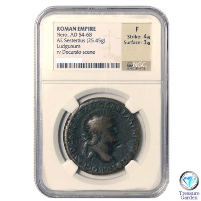 古代ローマコイン 54-68年 セステルティウス銅貨 ネロ帝] 騎兵 【NGC