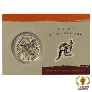 コレクション8710 オーストラリア 2001年 1ドル カンガルー 純銀 銀貨 